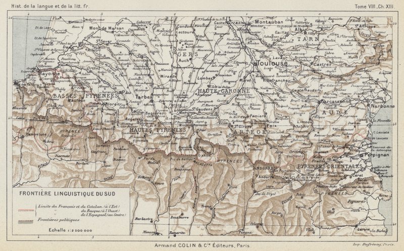 Southern Linguistic Frontier (färg litho) av French School