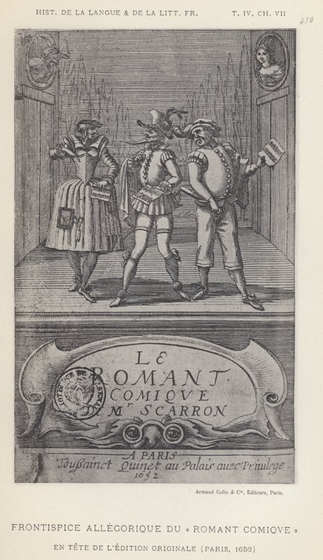 Allegorisk frontispice av den romerska komiken (litho) av French School