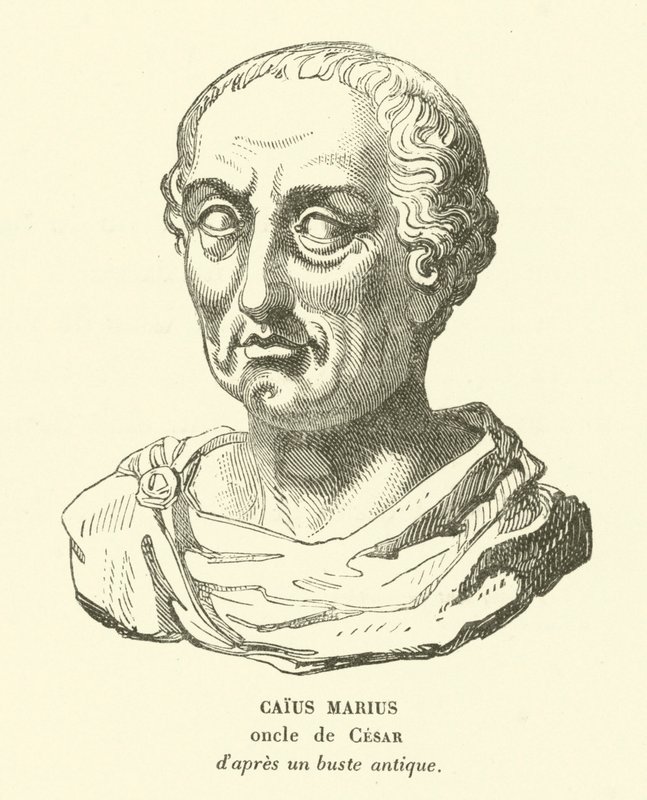 Gaius Marius, farbror till Julius Caesar (gravyr) av French School