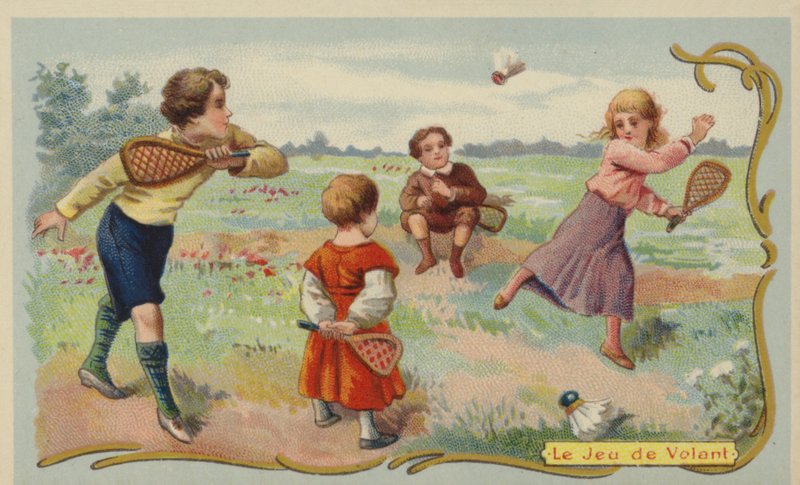 Badmintonspel (chromolitho) av French School