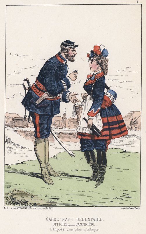 Guard National Sedentary (färgad gravyr) av French School