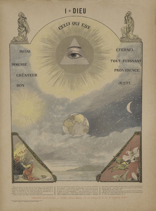 Gud (färg litho) av French School