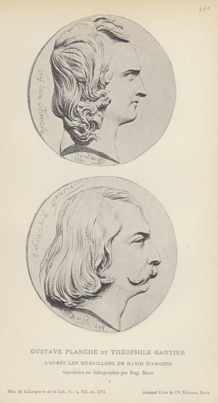 Gustave Planche och Theophile Gautier (litho) av French School