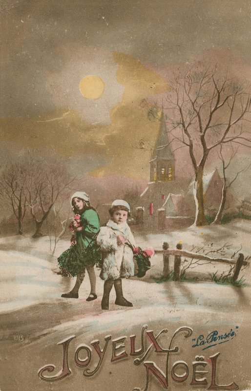 God Jul. Vykort skickat 1913. av French School