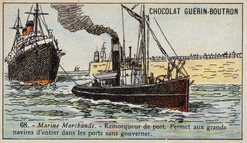 Hamn bogserbåt (chromolitho) av French School