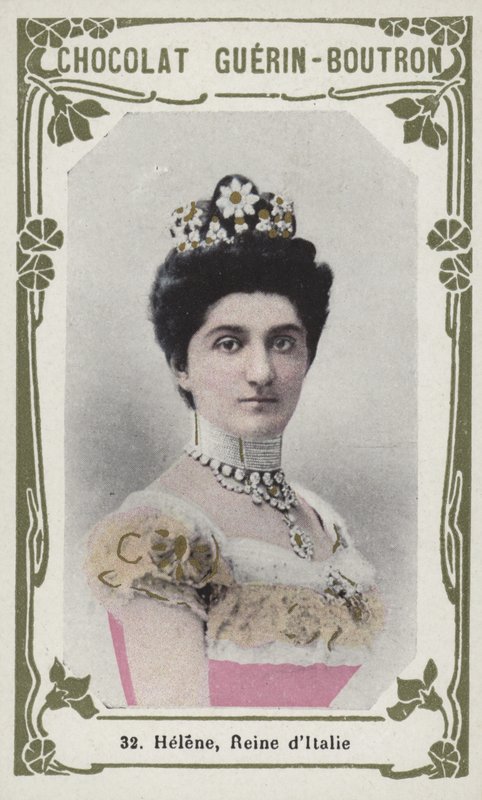 Helene, Reine dItalie (färgad bild) av French School