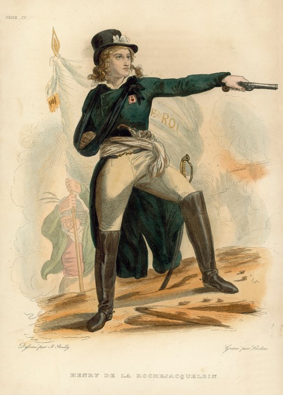 Henry de la Rochejacquelein (färgad gravyr) av French School