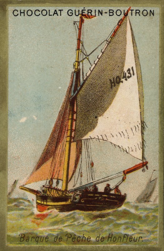 Honfleur fiskebåt (chromolitho) av French School