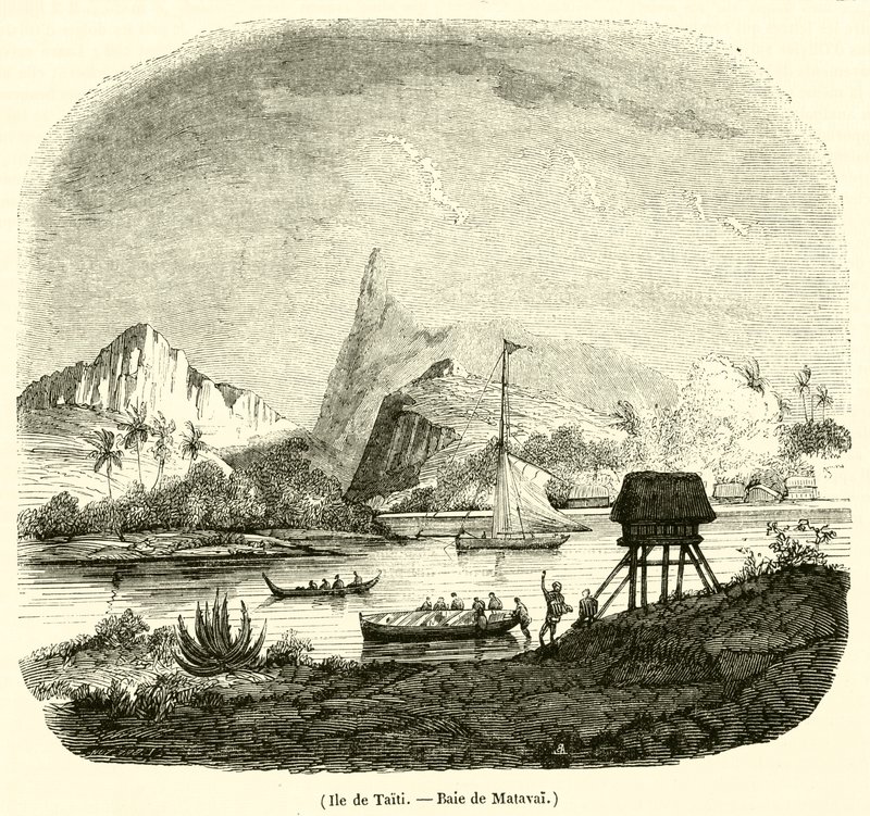 Ile de Taiti, Baie de Matavai (gravyr) av French School