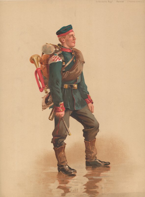 Infanteriregt bugler, fältmarschmässa av French School