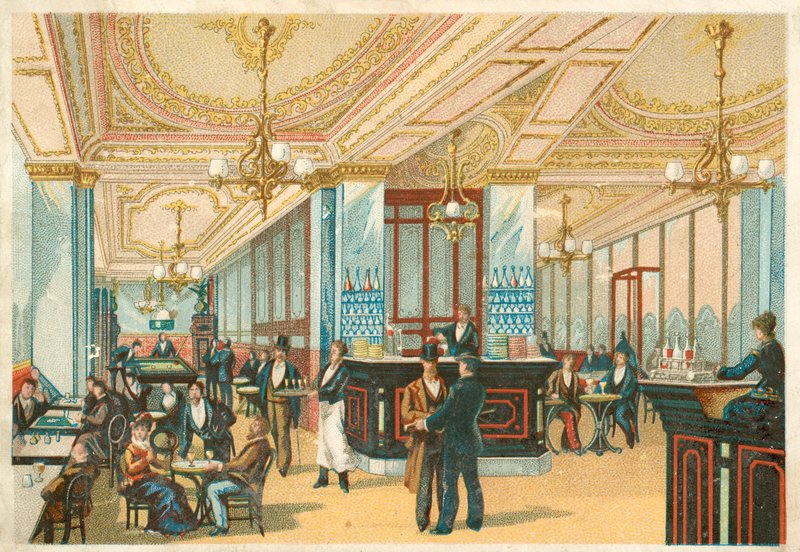 Interiör på ett hotell (chromolitho) av French School