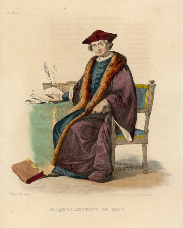 Jacques Auguste de Thou (färgad gravyr) av French School