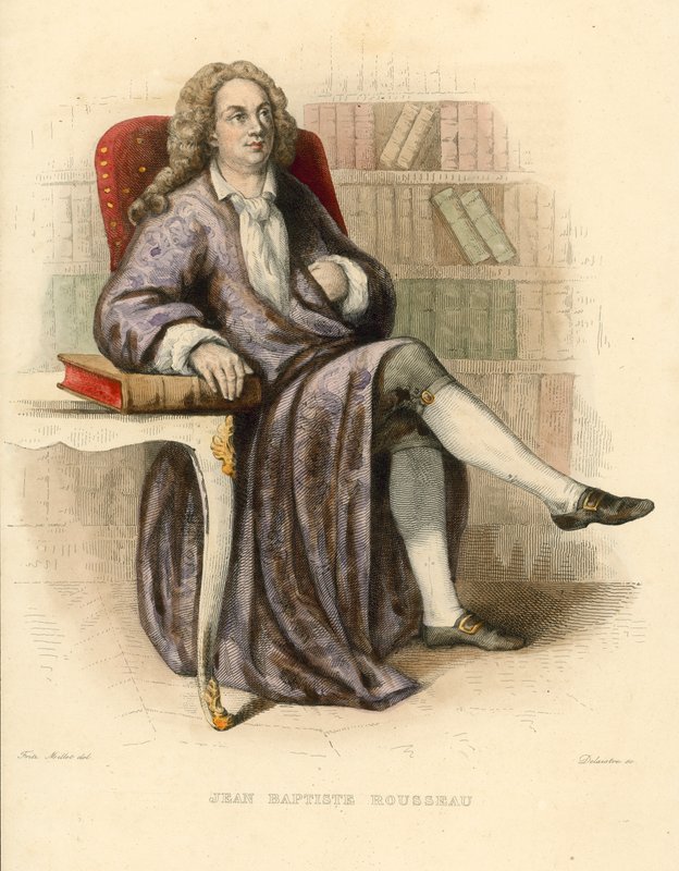 Jean Baptiste Rousseau (färgad gravyr) av French School