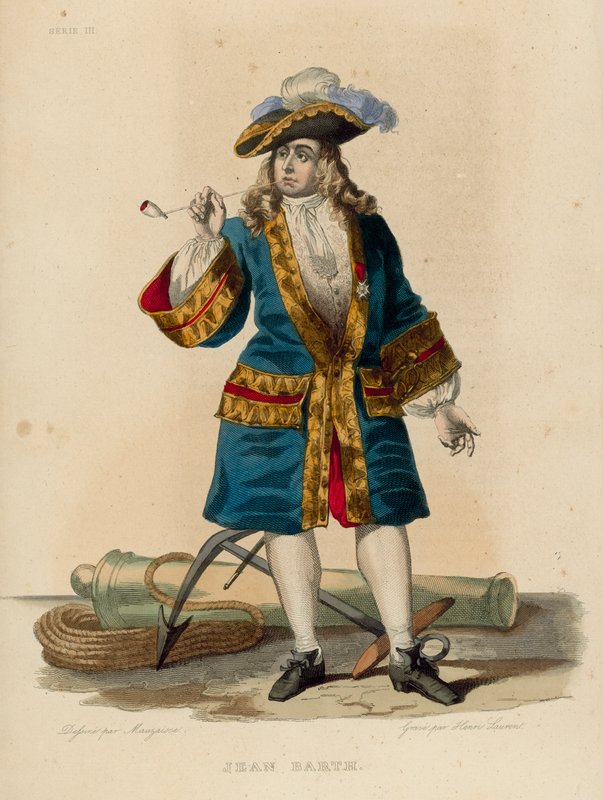 Jean Barth (färgad gravyr) av French School
