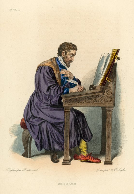 Jodelle (färgad gravyr) av French School