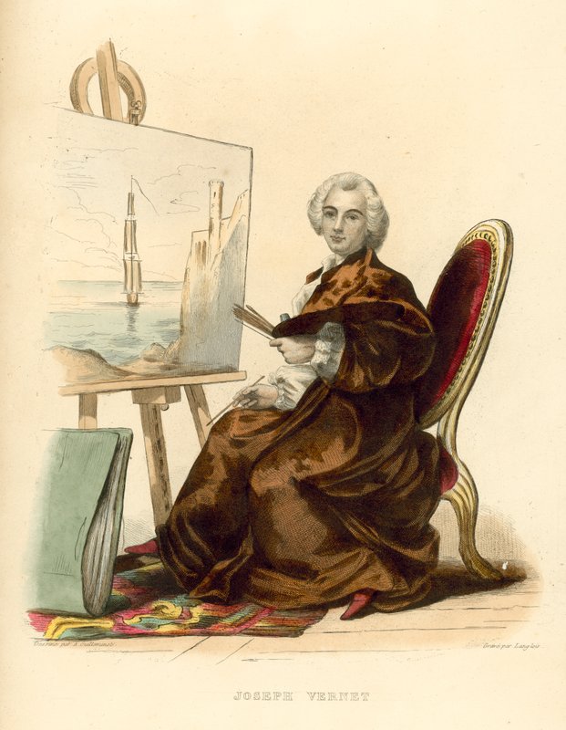 Joseph Vernet (färgad gravyr) av French School