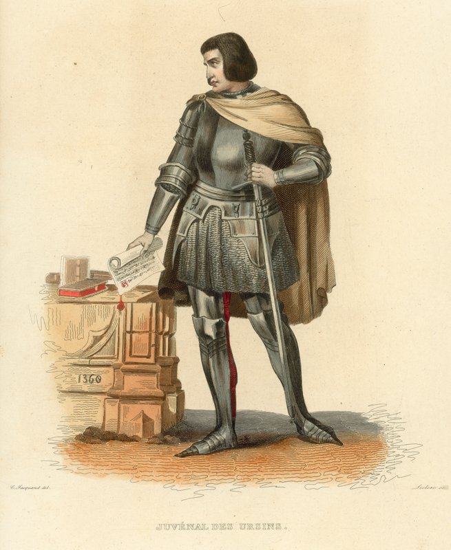 Juvenal des Ursins (färgad gravyr) av French School