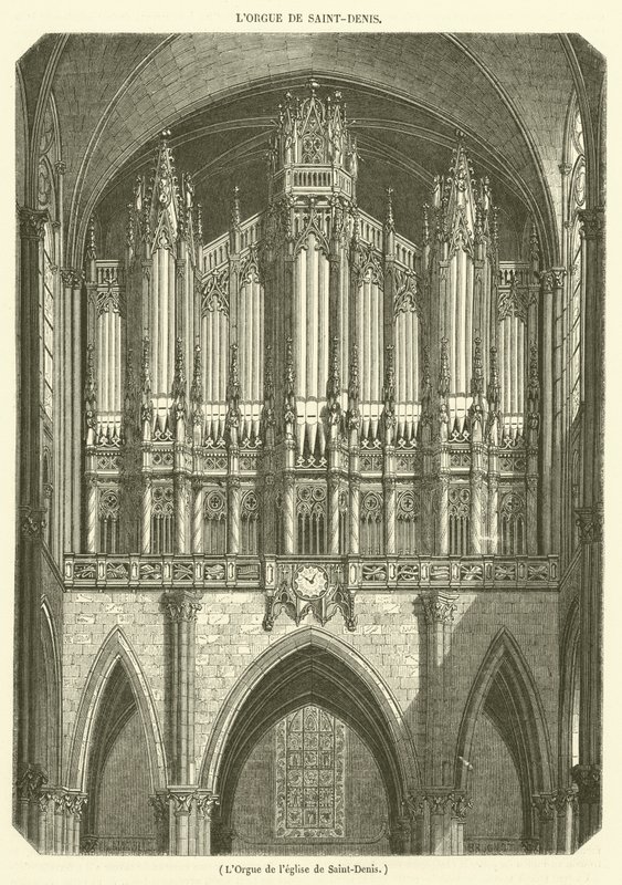 Orgeln i kyrkan Saint-Denis (gravyr) av French School