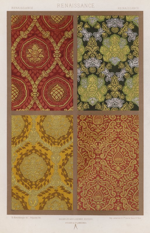 The Ornament Of Fabrics: Renaissance (färg litho) av French School
