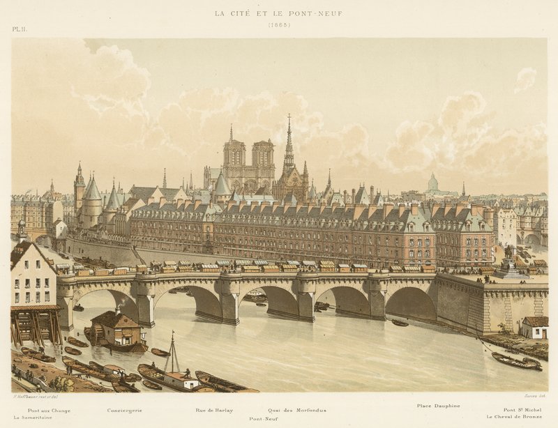 Staden och Pont-Neuf, 1665 av French School