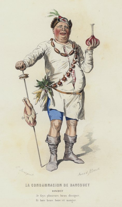 The Damnation of Bancquet (färgad gravyr) av French School