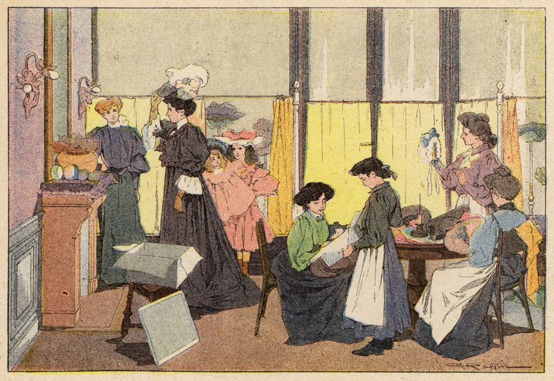 The Milliner, The Milliner (färg litho) av French School