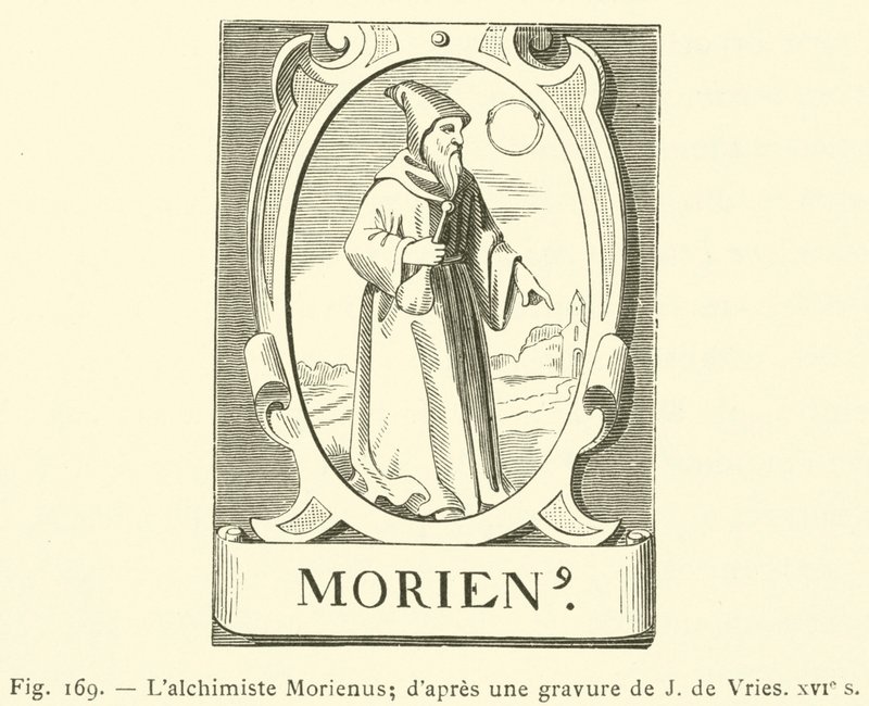 Alkemisten Morienus (gravyr) av French School
