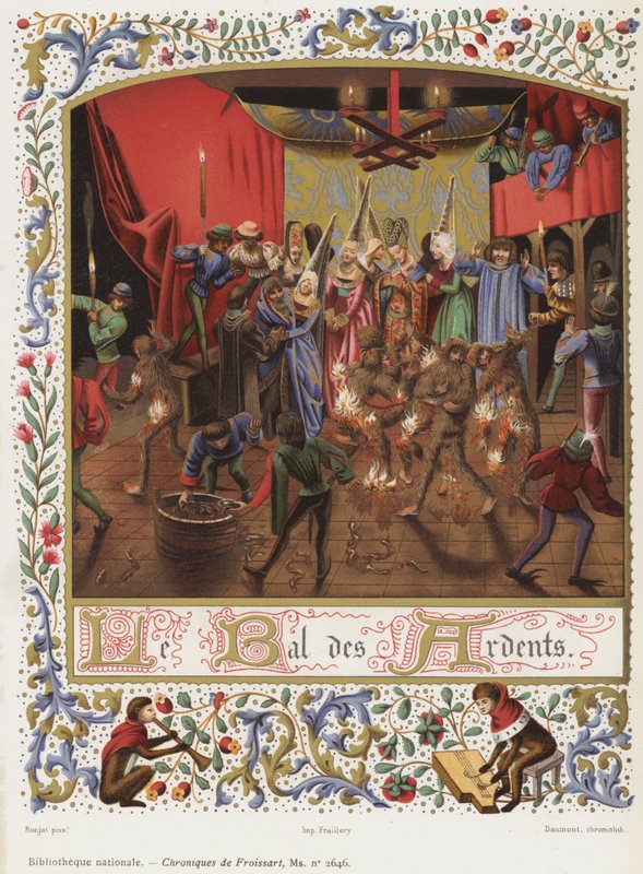 The Bal des Ardents (chromolitho) av French School