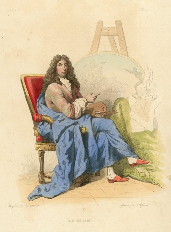 Le Brun (färgad gravyr) av French School