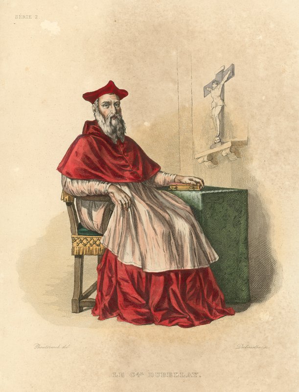 Le Cardinal Dubellay (färgad gravyr) av French School