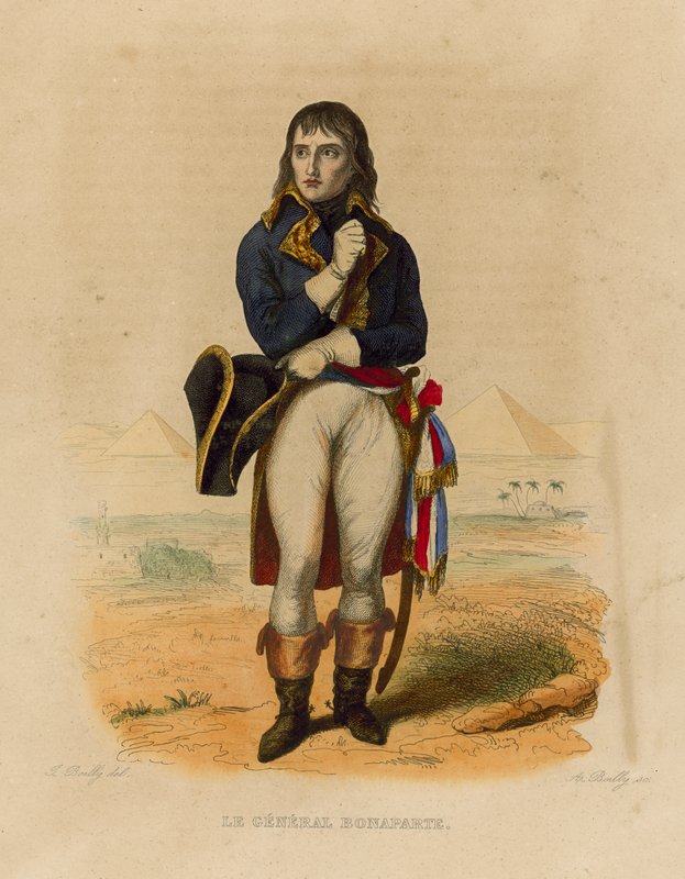 Le General Bonaparte (färgad gravyr) av French School