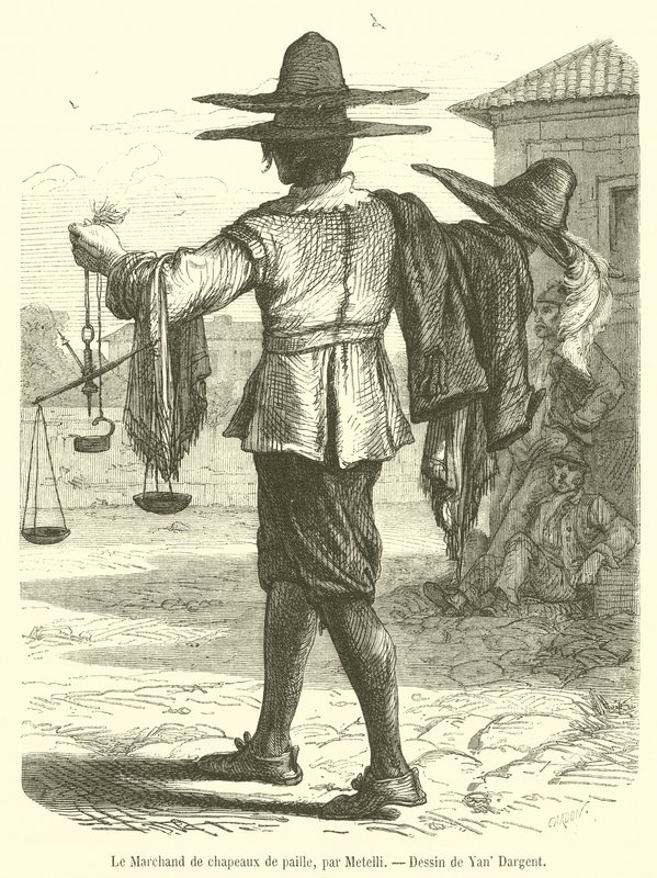 The Straw Hat Merchant (gravyr) av French School