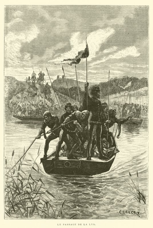 The Passage of the Lys (gravyr) av French School