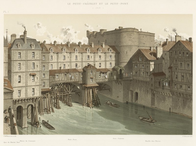 Petit-Chatelet och Petit-Pont, 1717 av French School