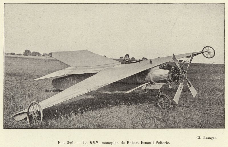 The REP, monoplan av Robert Esnault-Pelterie (gravyr) av French School