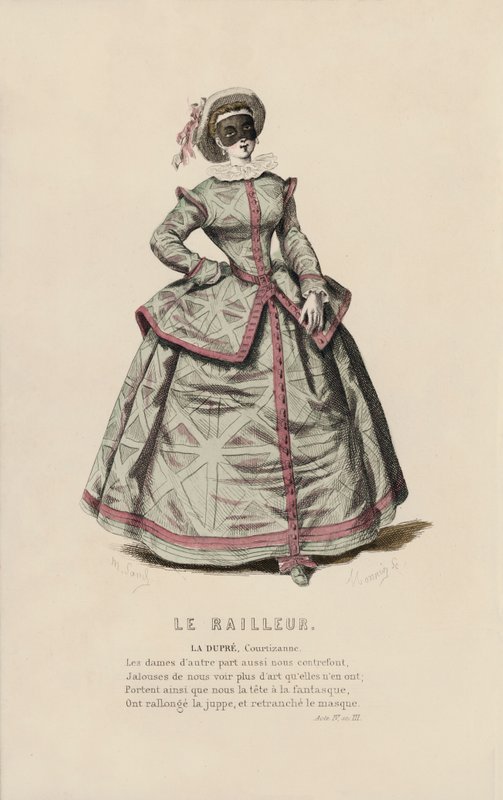 Le Railleur, La Dupre, Courtizanne (färgad gravyr) av French School