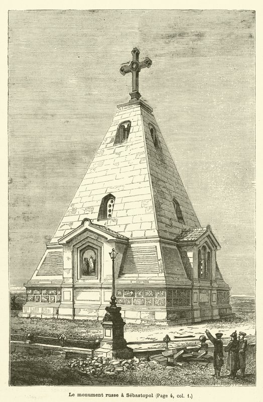 Det ryska monumentet i Sevastopol (gravyr) av French School