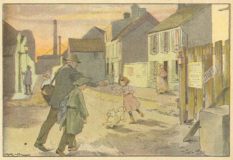 Faderns återkomst (färg litho) av French School
