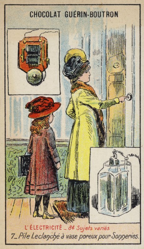 Leclanche-cell för dörrklockor (chromolitho) av French School