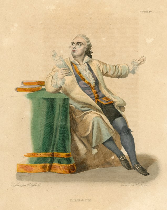 Lekain (färgad gravyr) av French School