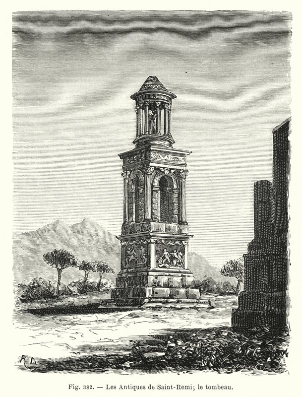 Antikviteterna i Saint-Remi; graven (gravyr) av French School
