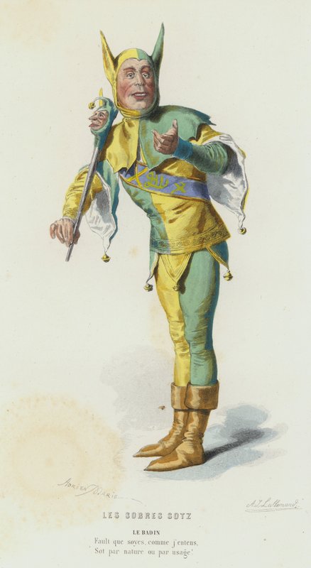 Les Sobres Sotz (färgad gravyr) av French School