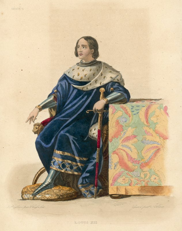 Ludvig XII (färgad gravyr) av French School