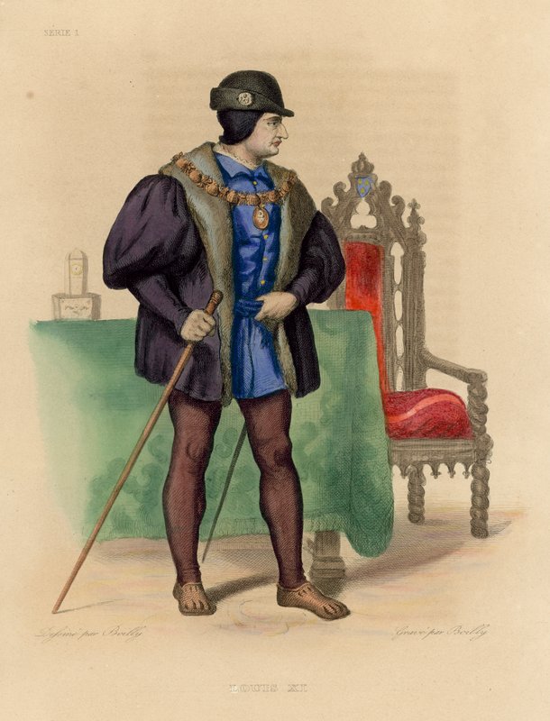 Louis XI (färgad gravyr) av French School