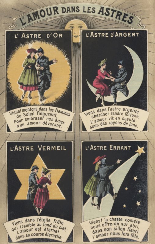 Kärlek i stjärnorna (färg litho) av French School