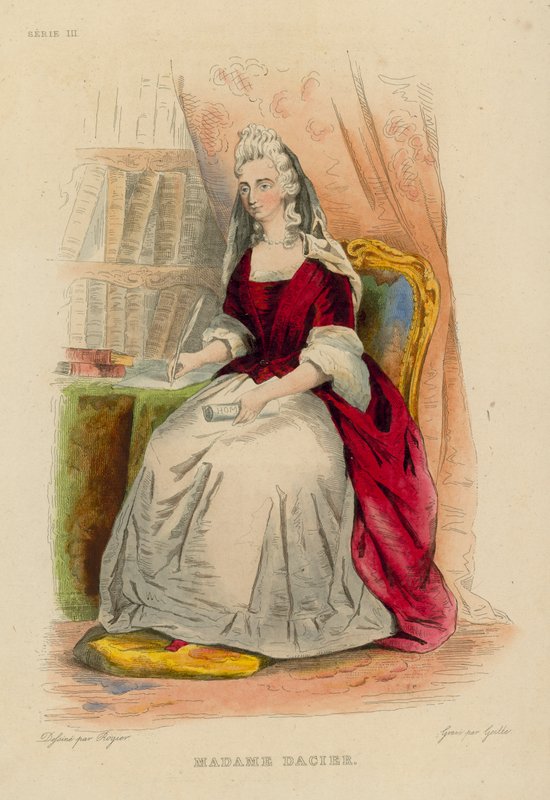 Madame Dacier (färgad gravyr) av French School