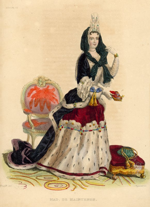Madame de Maintenon (färgad gravyr) av French School