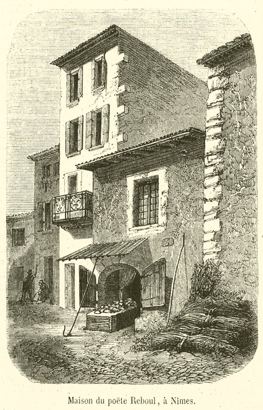 Poeten Rebouls hus, i Nimes (gravyr) av French School