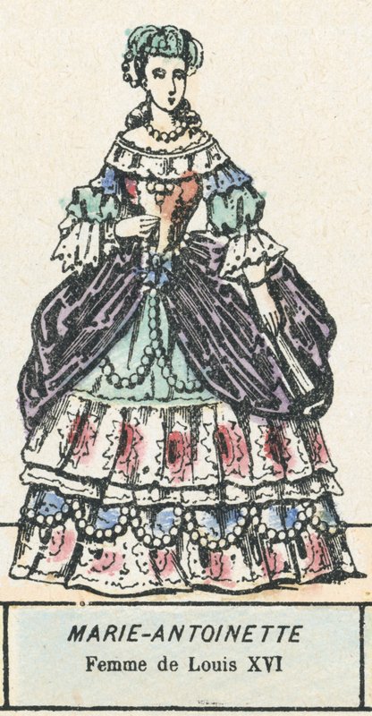 Marie Antoinette, Ludvig XVI:s hustru (färgad gravyr) av French School