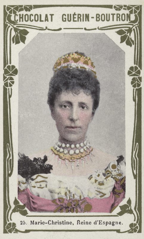 Marie-Christine, Reine dEspagne (färgad bild) av French School